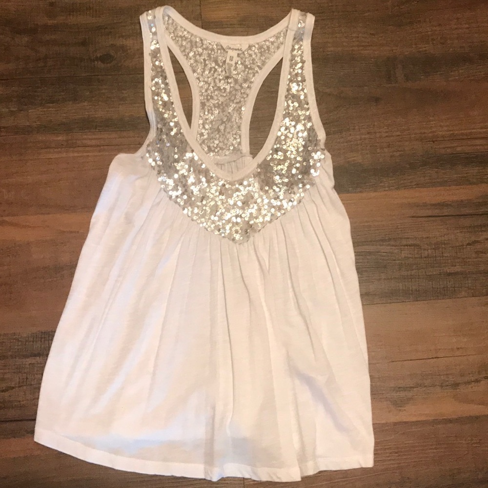 White sequin tank top